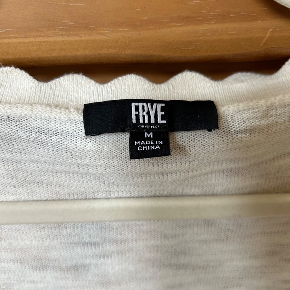 Frye Pointelle Cardigan Sweater Ivory Long Sleeve Button Up Women's Size Medium - Picture 3 of 7